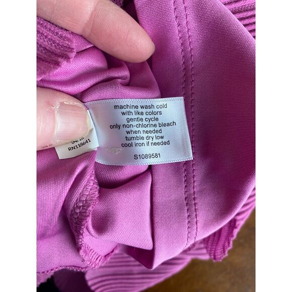 Lane Bryant Smocked Off The Shoulder Pink Ruffled Tiered Lace Pleated Top 22/24 - Picture 7 of 7